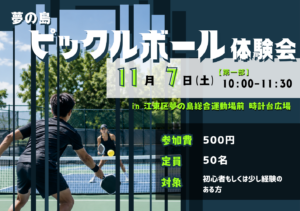 夢の島ピックルボール体験会【第一部】